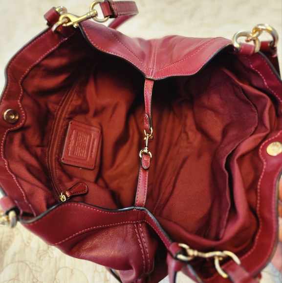 Coach Red and Tan Shoulder Bag with Monogram Design - Picture 7 of 7